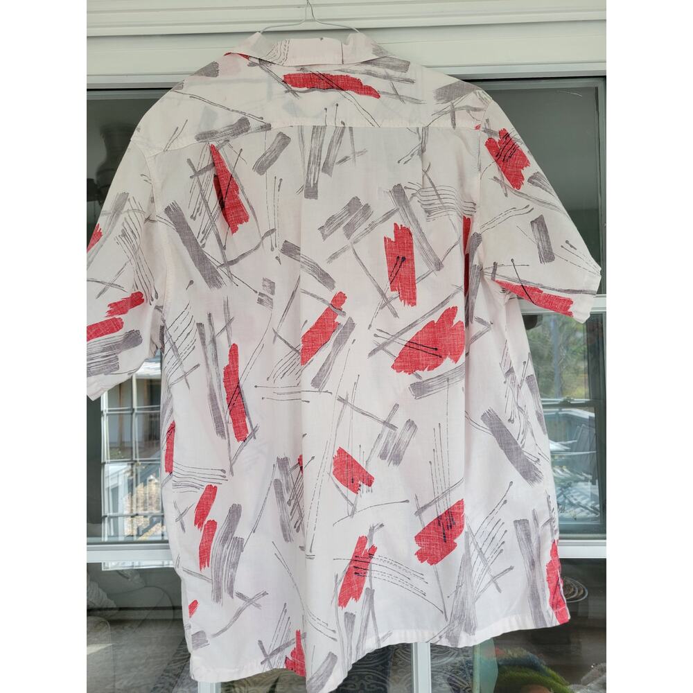 ID Official Identification Shirt ABSTRACT Print Vintage 80s USA M L Men's RARE - Picture 3 of 6
